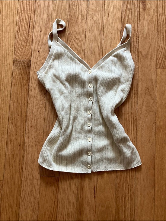 Hollister Tops - Women's Hollister Cream Ribbed Button-Front Camisole Top